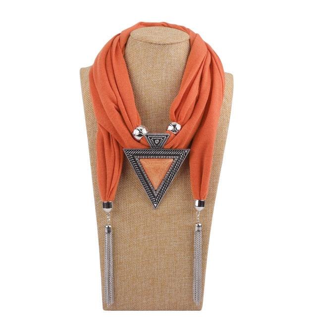 Scarf Pendant Necklace with Tassel Necklaces - The Burner Shop