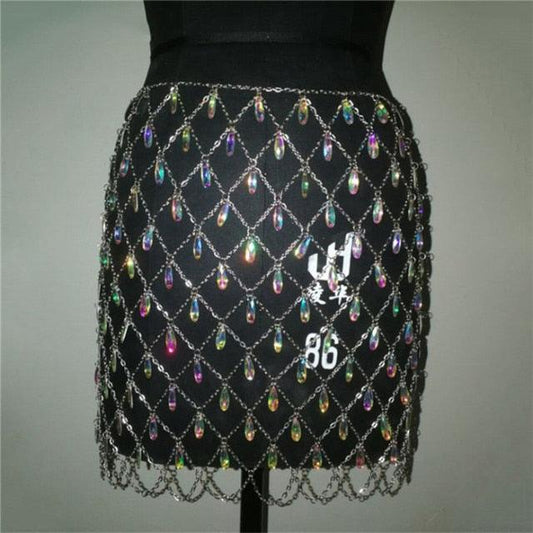 Shiny Metal Chain with Rhinestones Two piece - The Burner Shop