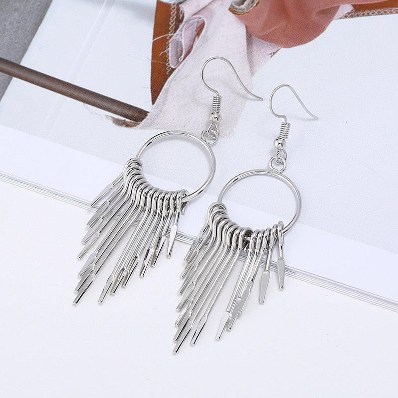 Swing Shiny Long Tassels Drop Earrings Earrings - The Burner Shop