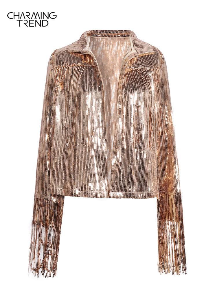Tassel Sequin Jacket Jackets - The Burner Shop