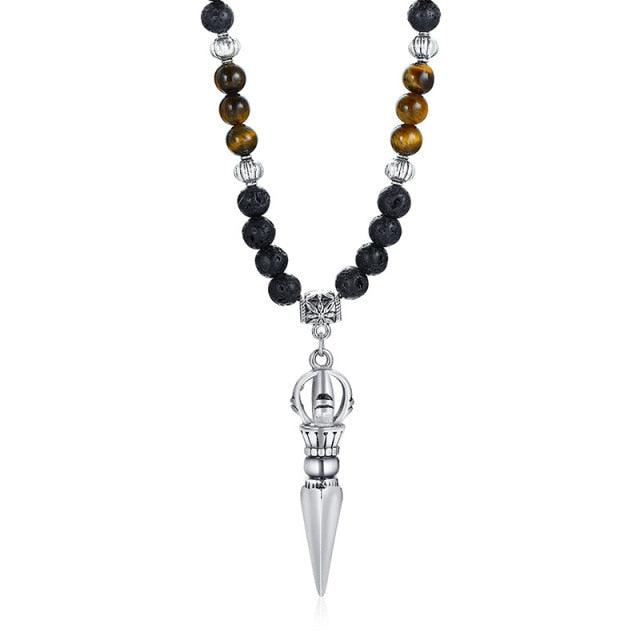 Tibetan Dagger Lava Stone Pendant Necklaces - The Burner Shop