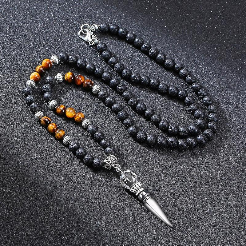 Tibetan Dagger Lava Stone Pendant Necklaces - The Burner Shop