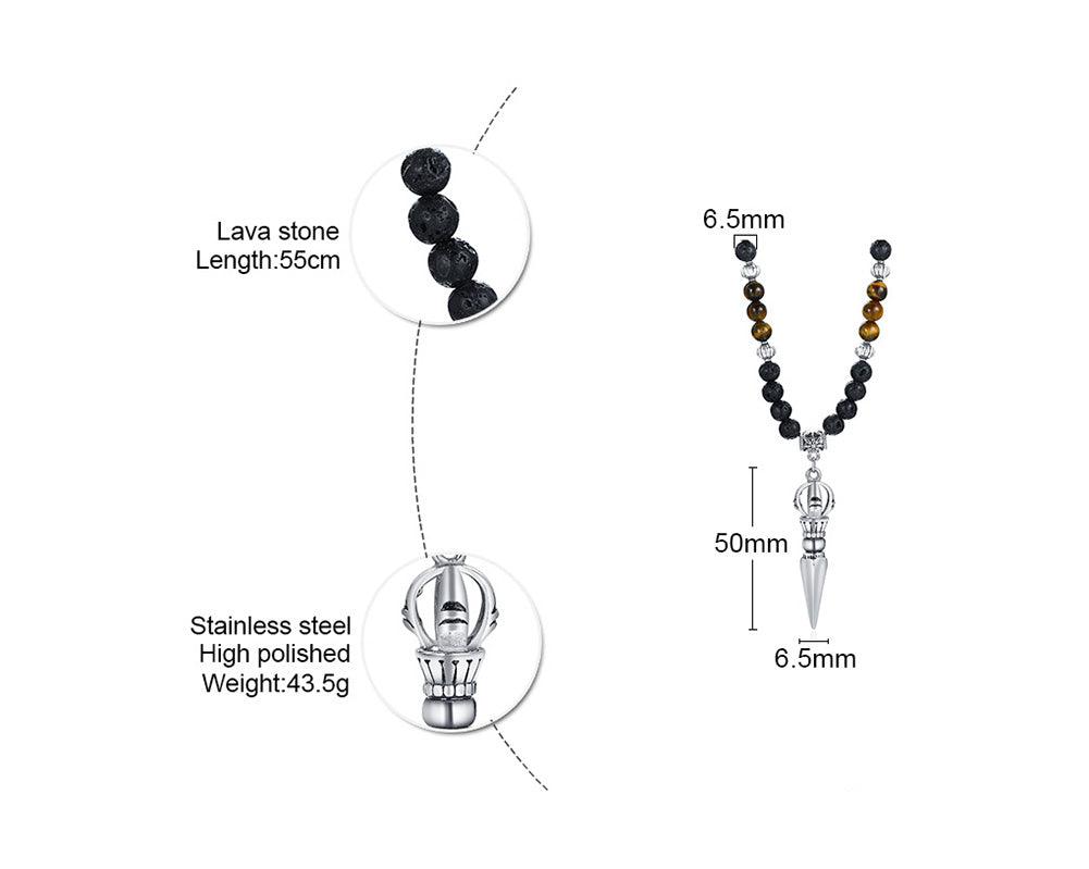 Tibetan Dagger Lava Stone Pendant Necklaces - The Burner Shop
