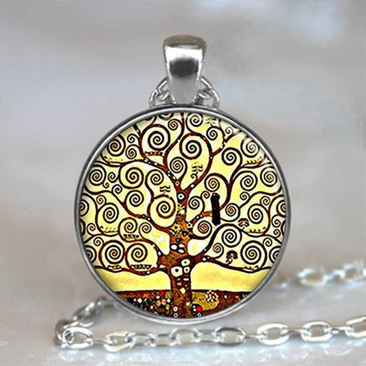 Tree Of Life Glass Cabochon Statement Necklace Necklaces - The Burner Shop
