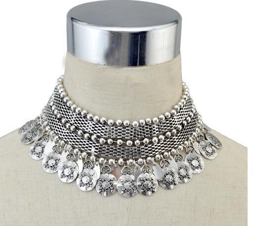 Tribal Tibet Coin Tassel Choker Necklaces - The Burner Shop