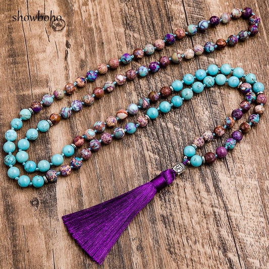 Turquoise Violet Beaded Necklace Necklaces - The Burner Shop