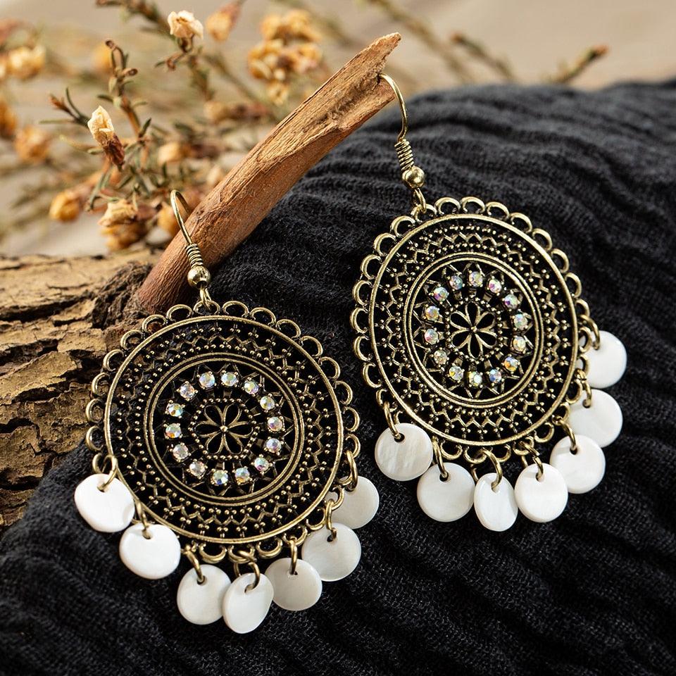 Vintage Beads Round Dangle Drop Earrings Earrings - The Burner Shop