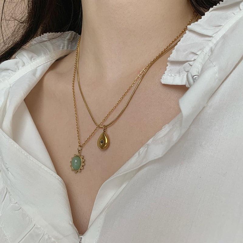Vintage Water Drop Pendant Necklace Necklaces - The Burner Shop