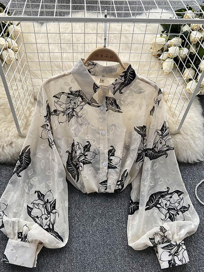 Boho Chiffon Floral Blouse Tops - The Burner Shop