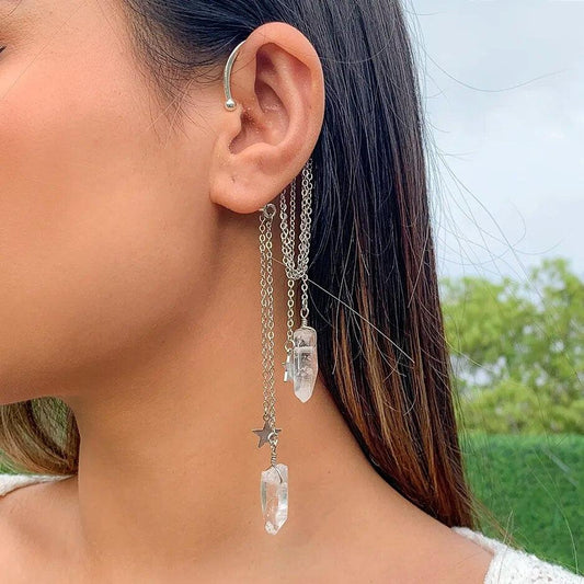 Boho Crystal Tassel Ear Cuff Ear Cuff - The Burner Shop