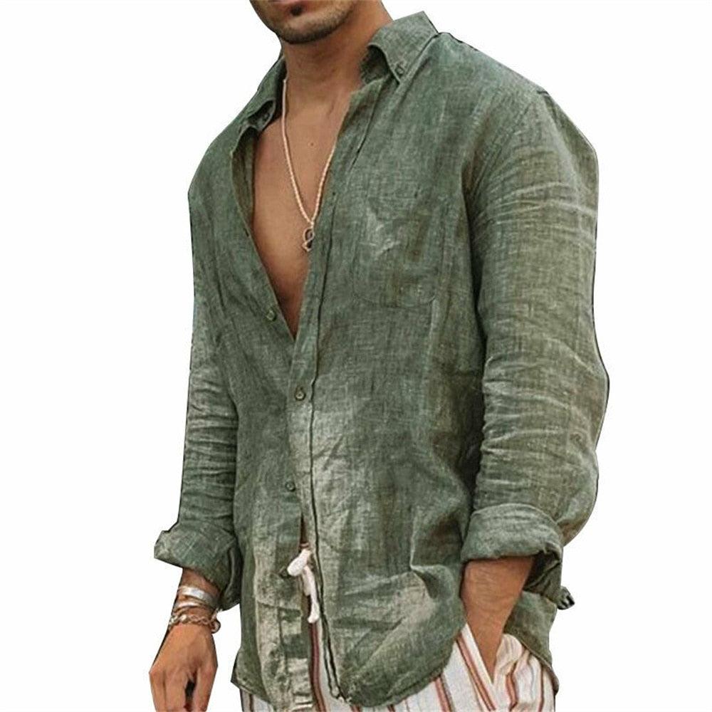 Boho Long Sleeve Linen Shirt Shirts - The Burner Shop