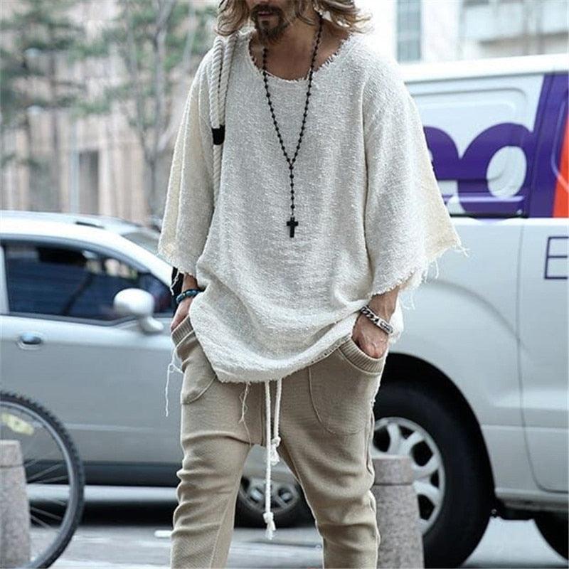 Boho Man Loose Knitted Shirt Shirts - The Burner Shop