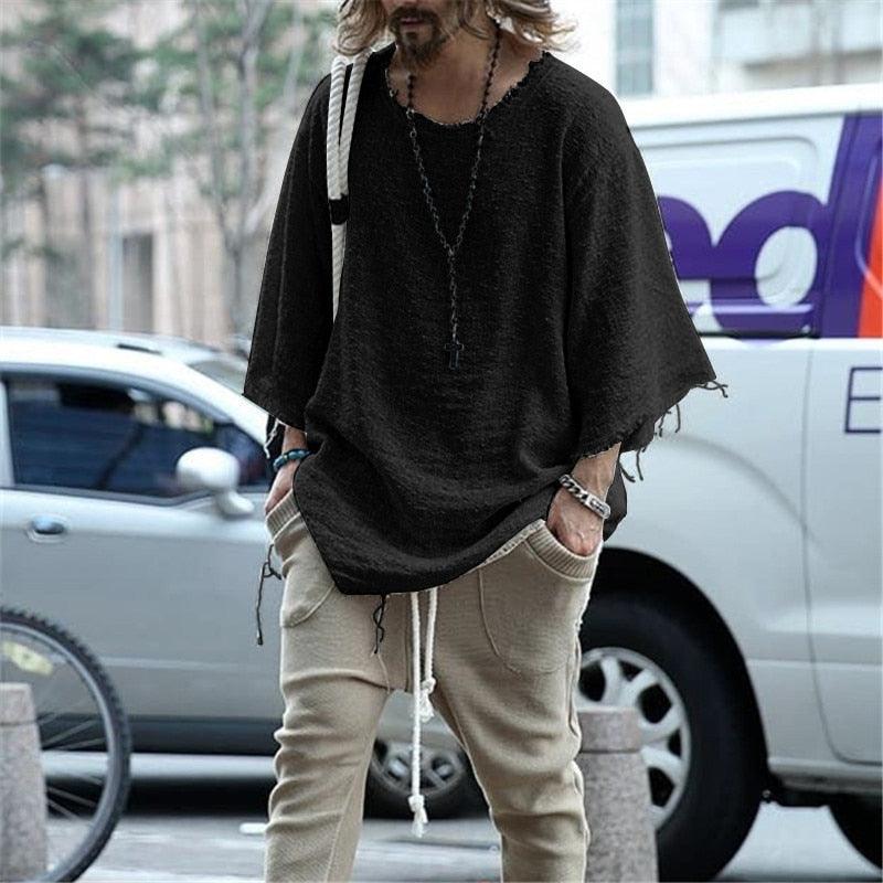 Boho Man Loose Knitted Shirt Shirts - The Burner Shop