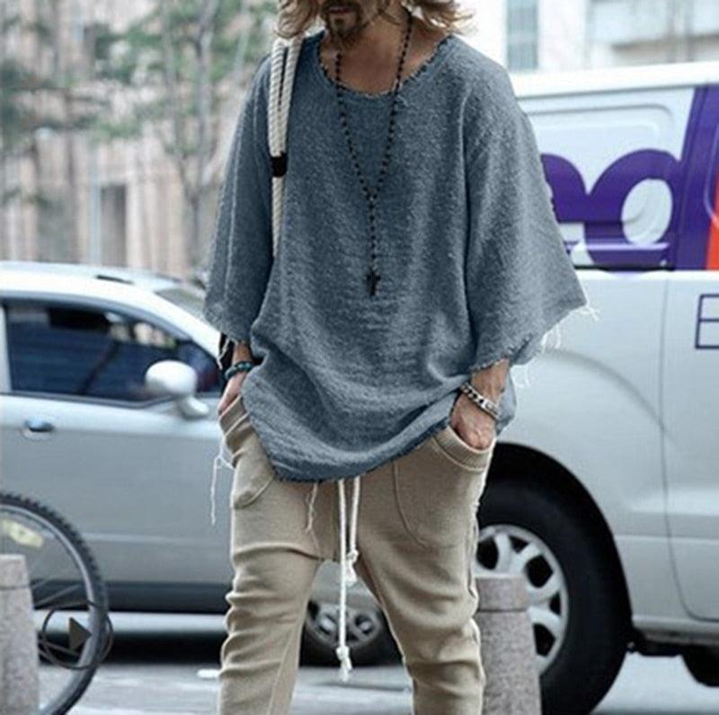 Boho Man Loose Knitted Shirt Shirts - The Burner Shop