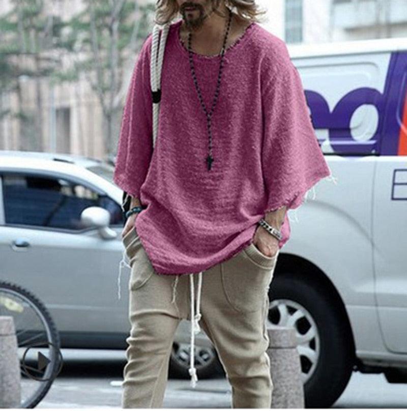 Boho Man Loose Knitted Shirt Shirts - The Burner Shop
