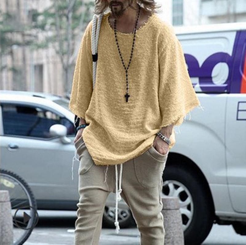 Boho Man Loose Knitted Shirt Shirts - The Burner Shop