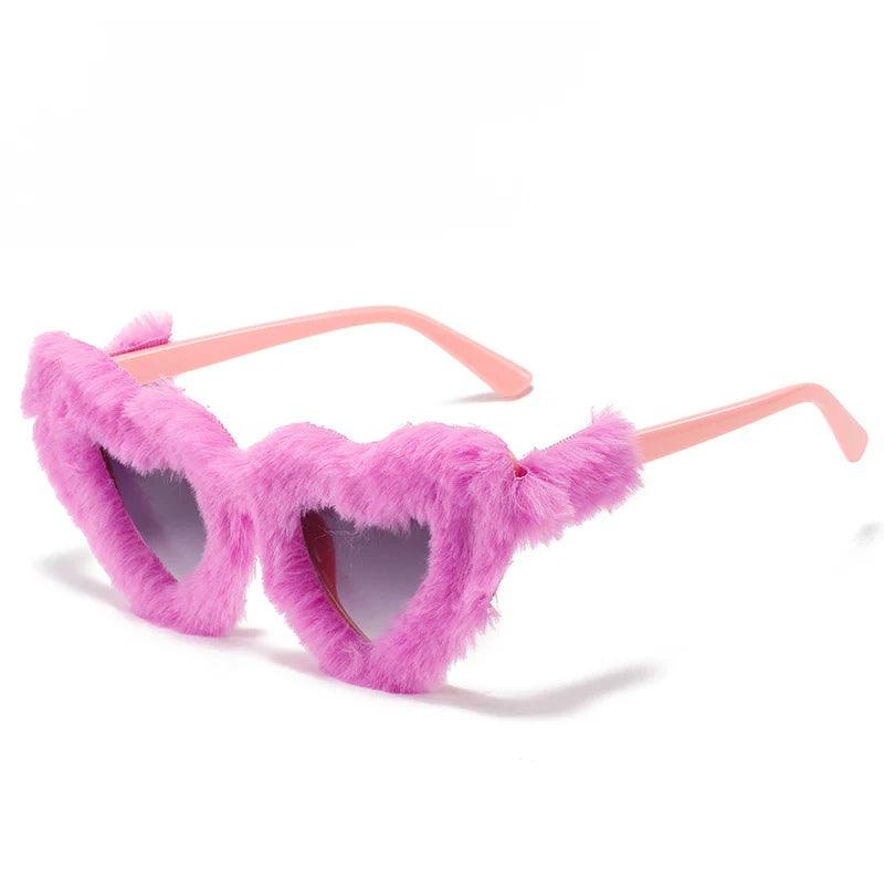 Fluffy Funky Heart Sunglasses Sunglasses - The Burner Shop