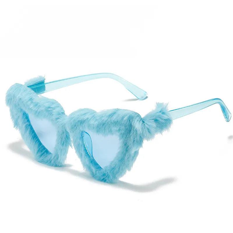 Fluffy Funky Heart Sunglasses Sunglasses - The Burner Shop