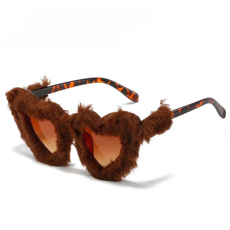 Fluffy Funky Heart Sunglasses Sunglasses - The Burner Shop