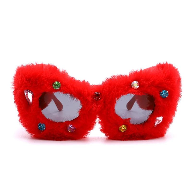 Funky Soft Fur Cat Eye Sunglasses Sunglasses - The Burner Shop