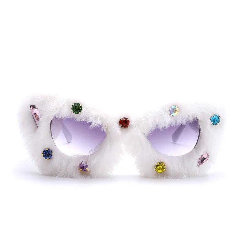 Funky Soft Fur Cat Eye Sunglasses Sunglasses - The Burner Shop