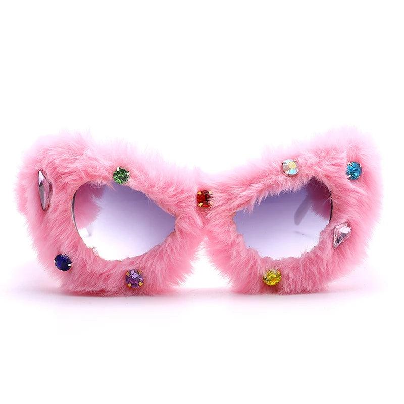 Funky Soft Fur Cat Eye Sunglasses Sunglasses - The Burner Shop