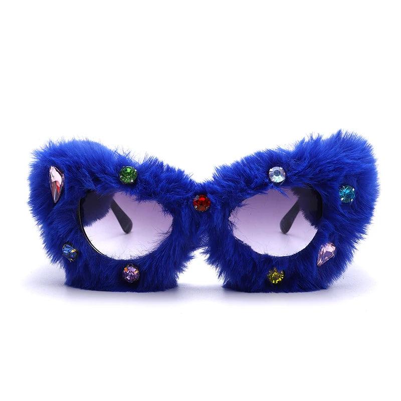 Funky Soft Fur Cat Eye Sunglasses Sunglasses - The Burner Shop