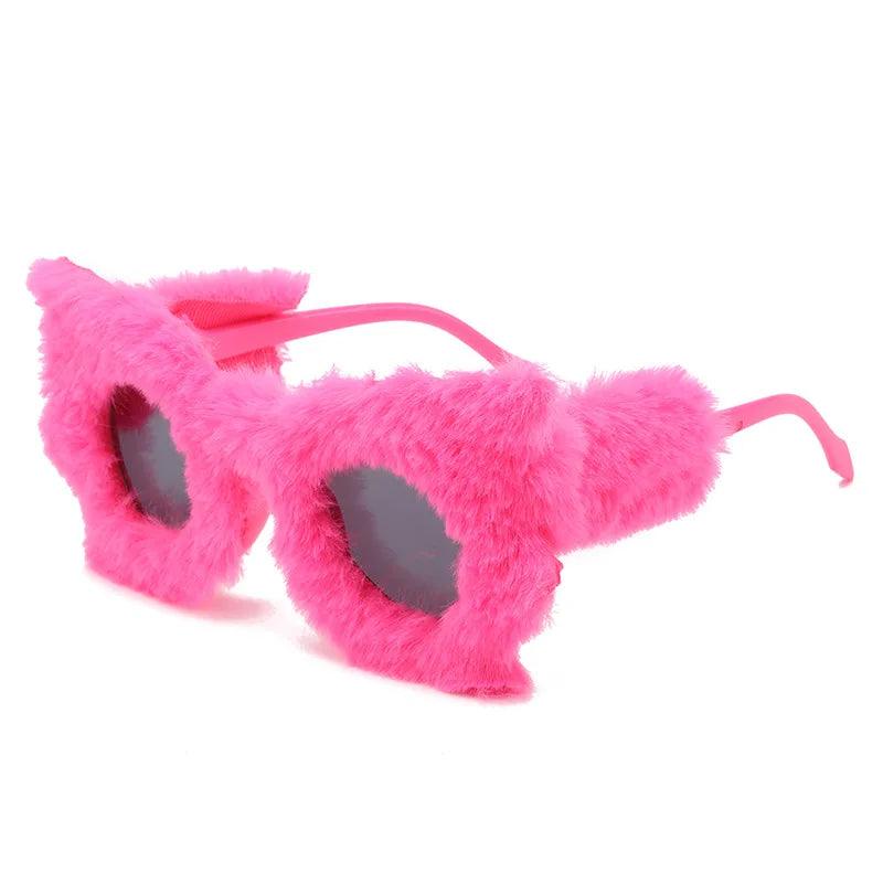 Fuzzy Cat Eye Sunglasses Sunglasses - The Burner Shop