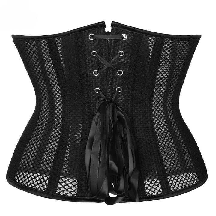 Goth Black Mesh Corset Top Corsets - The Burner Shop