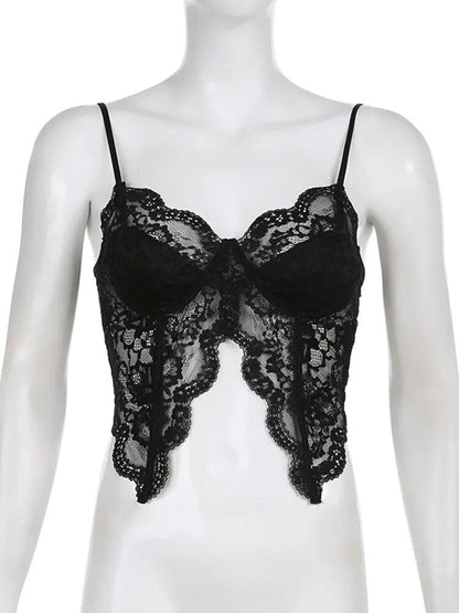 Gothic Butterfly Lace Crop Top Tops - The Burner Shop