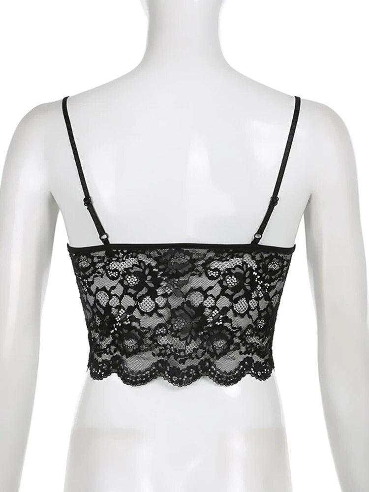 Gothic Butterfly Lace Crop Top Tops - The Burner Shop