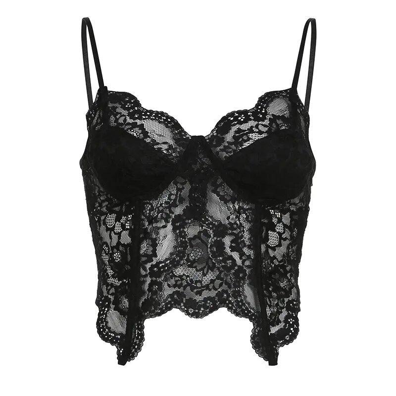 Gothic Butterfly Lace Crop Top Tops - The Burner Shop