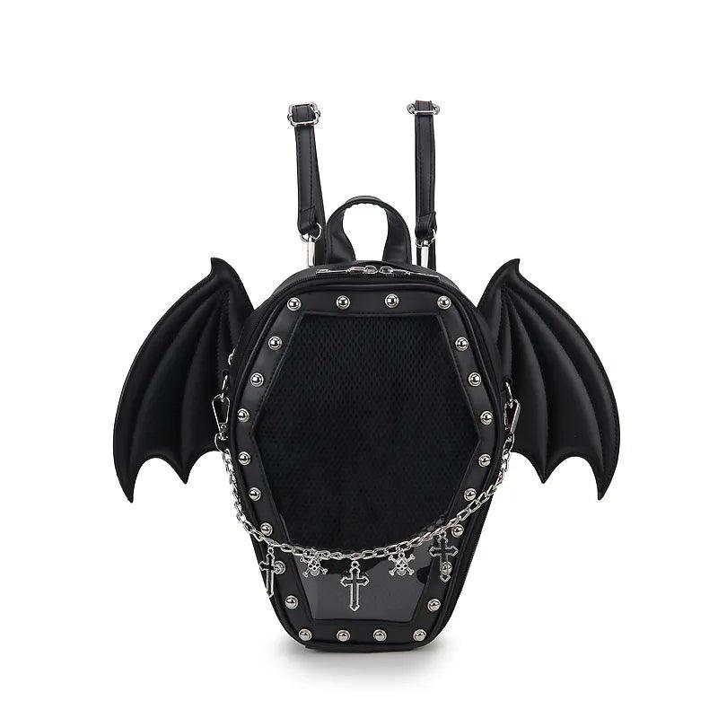 Gothic Casket with Bat Wings Backpack Backpacks - The Burner Shop