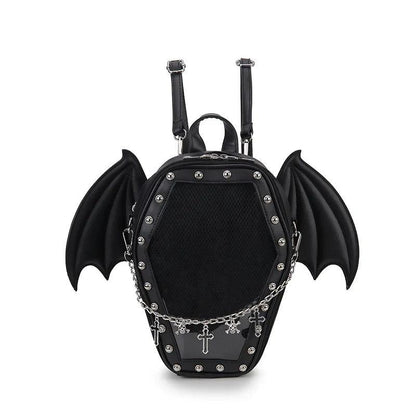 Gothic Casket with Bat Wings Backpack Backpacks - The Burner Shop