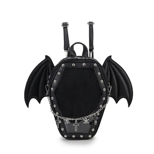 Gothic Casket with Bat Wings Backpack Backpacks - The Burner Shop