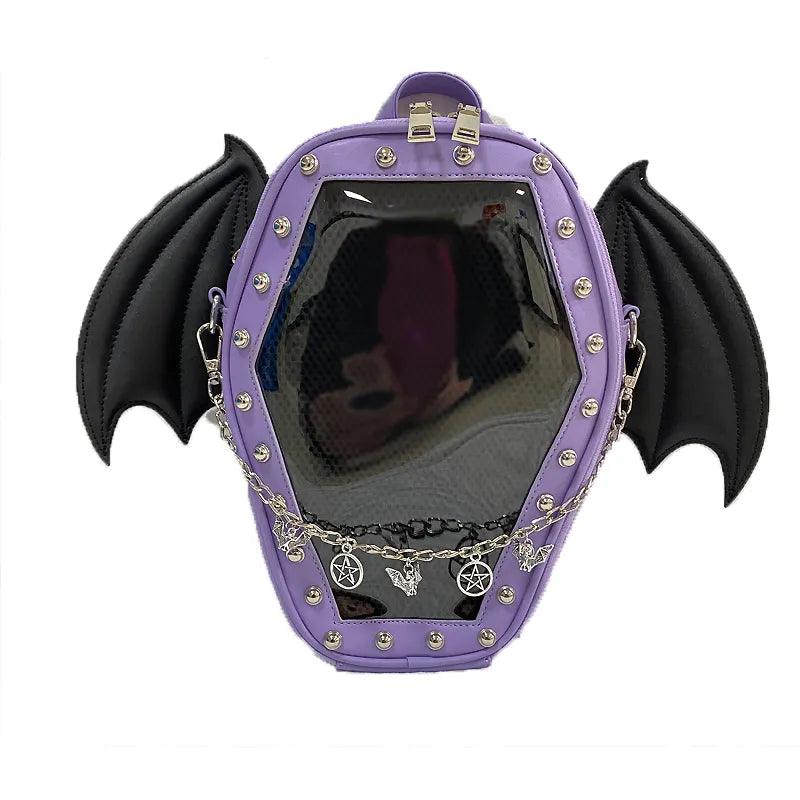 Gothic Casket with Bat Wings Backpack Backpacks - The Burner Shop