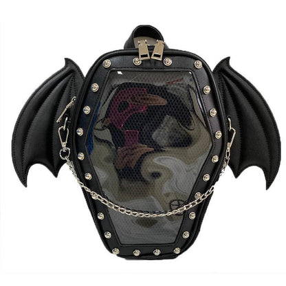 Gothic Casket with Bat Wings Backpack Backpacks - The Burner Shop