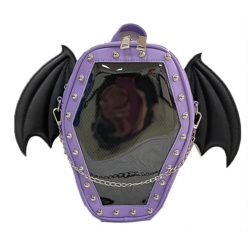 Gothic Casket with Bat Wings Backpack Backpacks - The Burner Shop