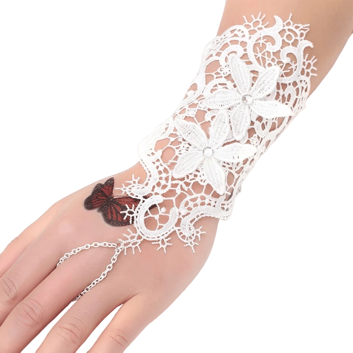 Gothic Lace Finger Ring & Chain Bracelets Bracelets - The Burner Shop
