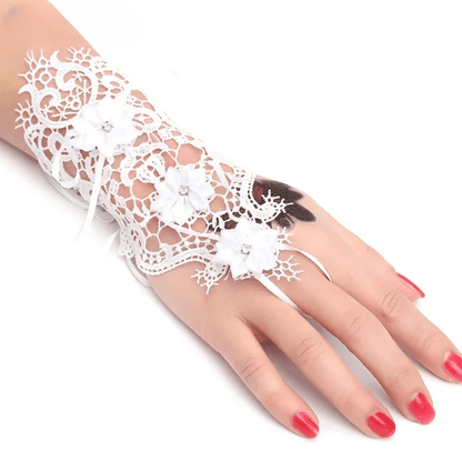 Gothic Lace Finger Ring & Chain Bracelets Bracelets - The Burner Shop