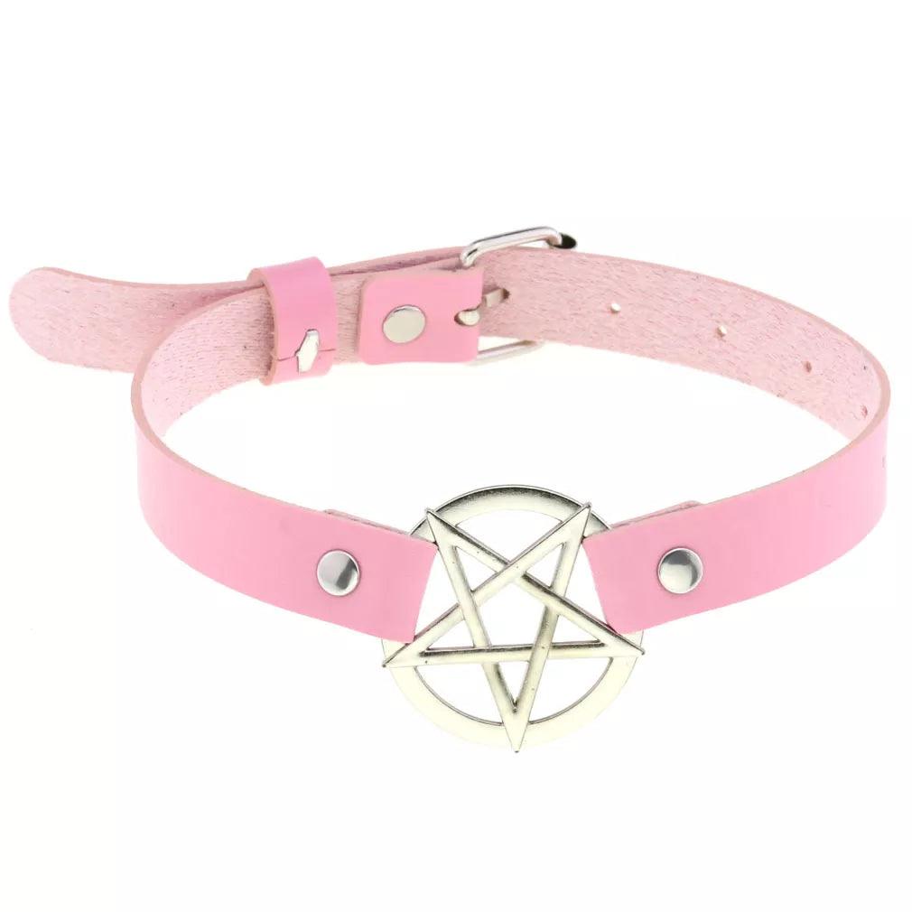 Gothic Leather Chokers - Pink Set Choker - The Burner Shop
