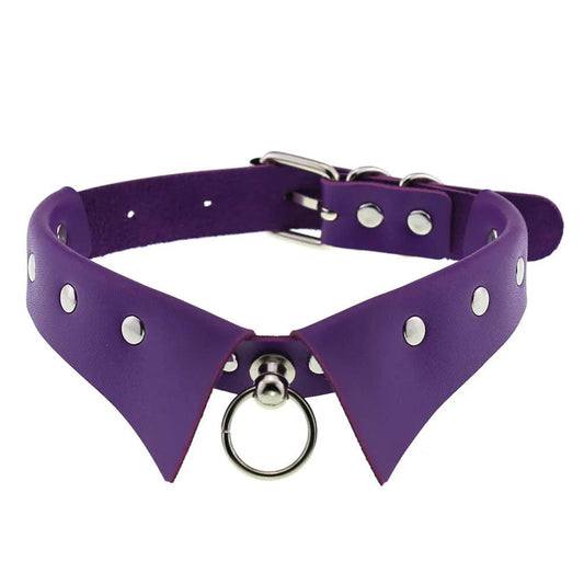 Gothic Leather Chokers - Purple Set Choker - The Burner Shop