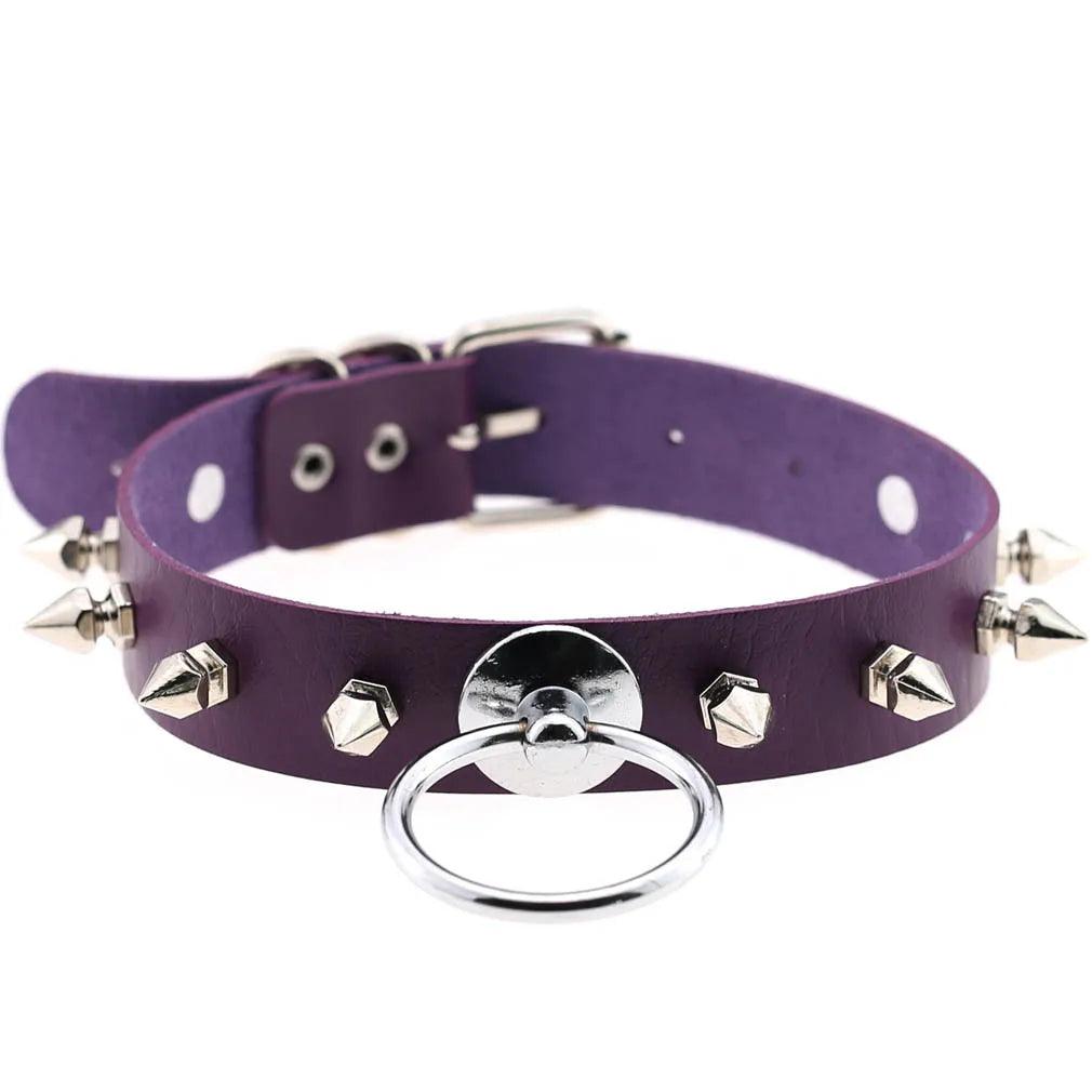 Gothic Leather Chokers - Purple Set Choker - The Burner Shop