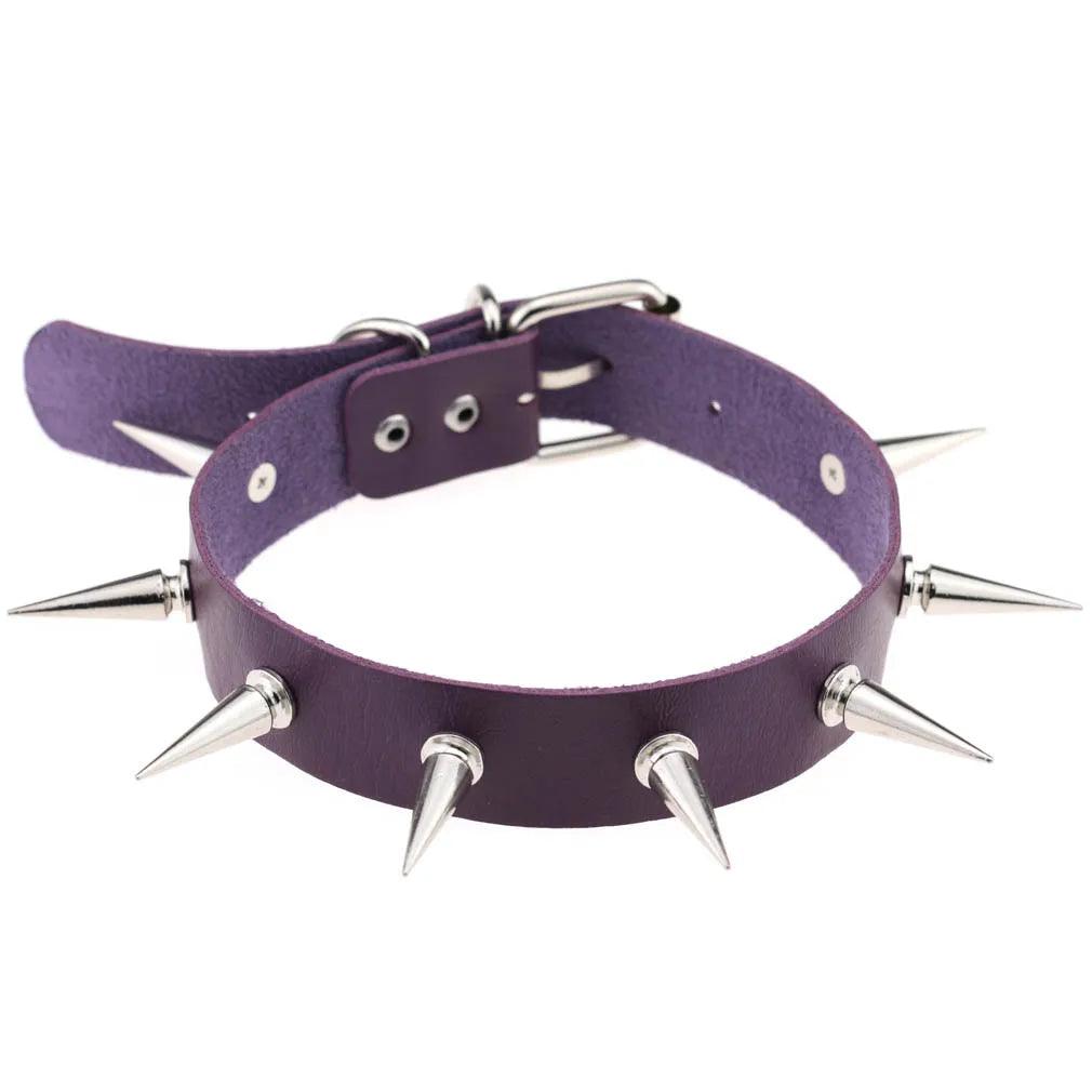 Gothic Leather Chokers - Purple Set Choker - The Burner Shop