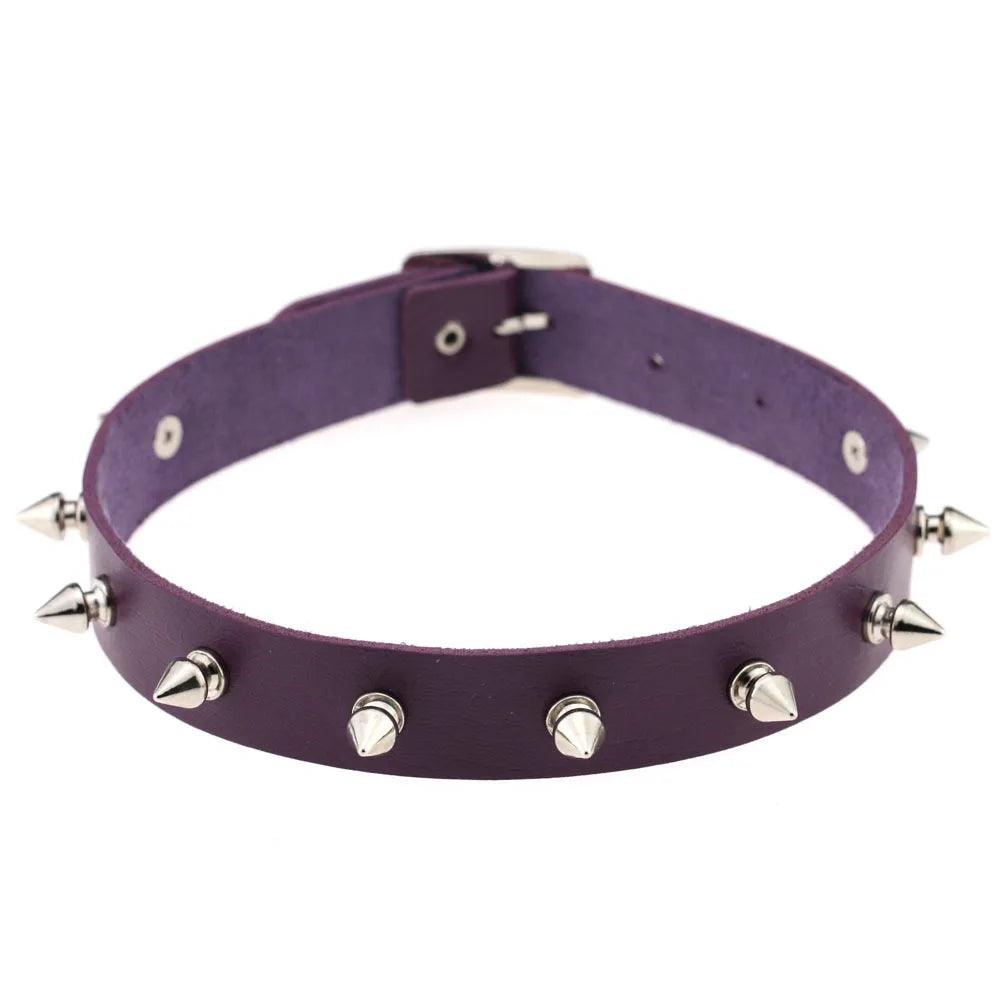 Gothic Leather Chokers - Purple Set Choker - The Burner Shop