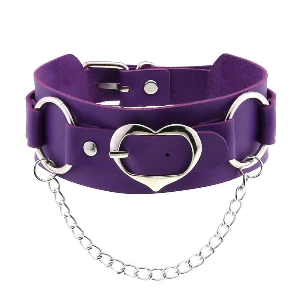 Gothic Leather Chokers - Purple Set Choker - The Burner Shop