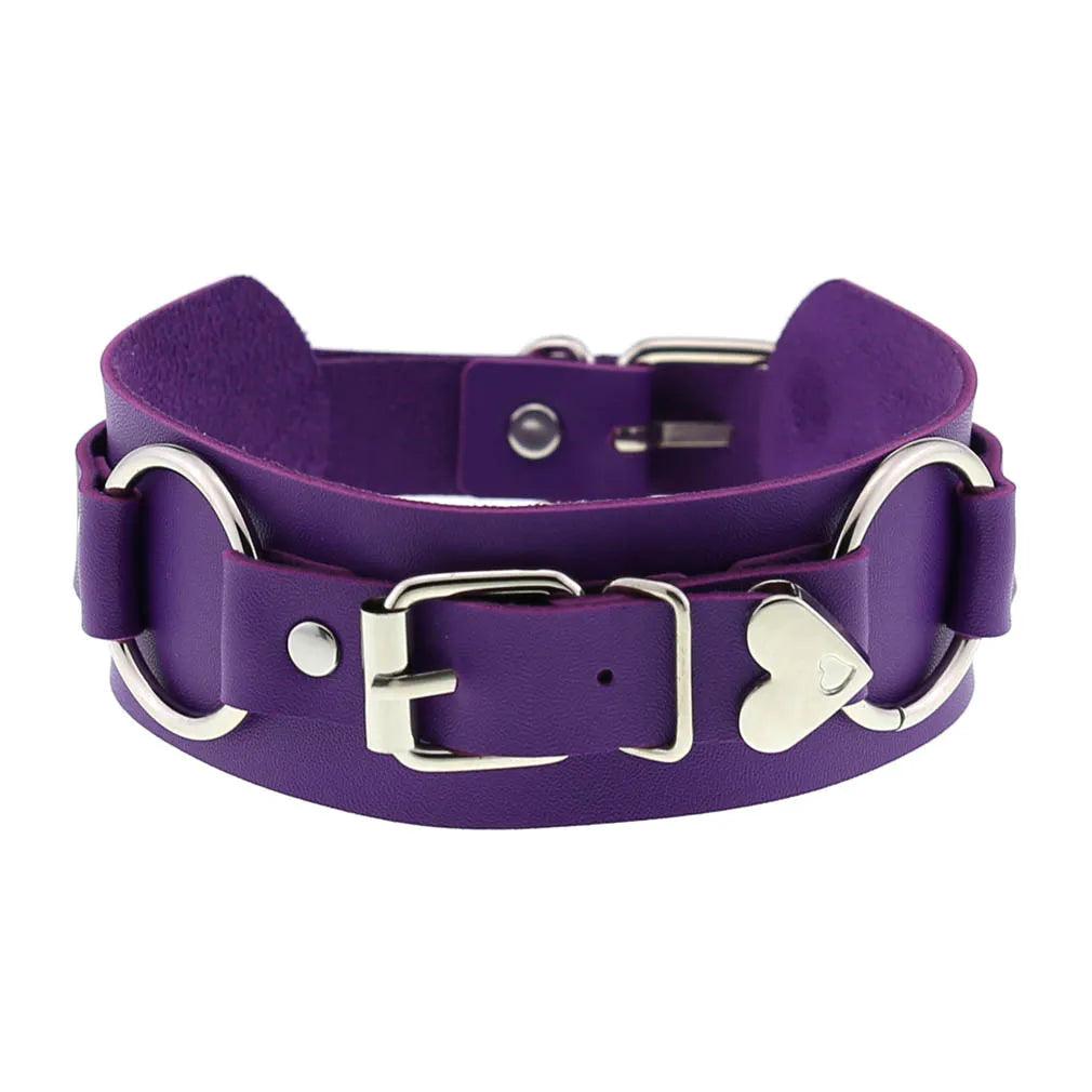 Gothic Leather Chokers - Purple Set Choker - The Burner Shop