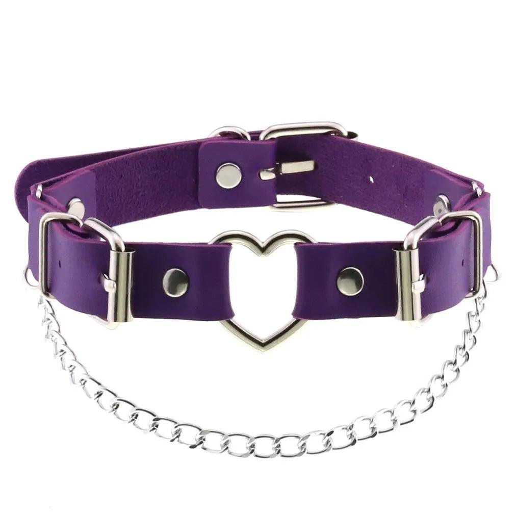 Gothic Leather Chokers - Purple Set Choker - The Burner Shop