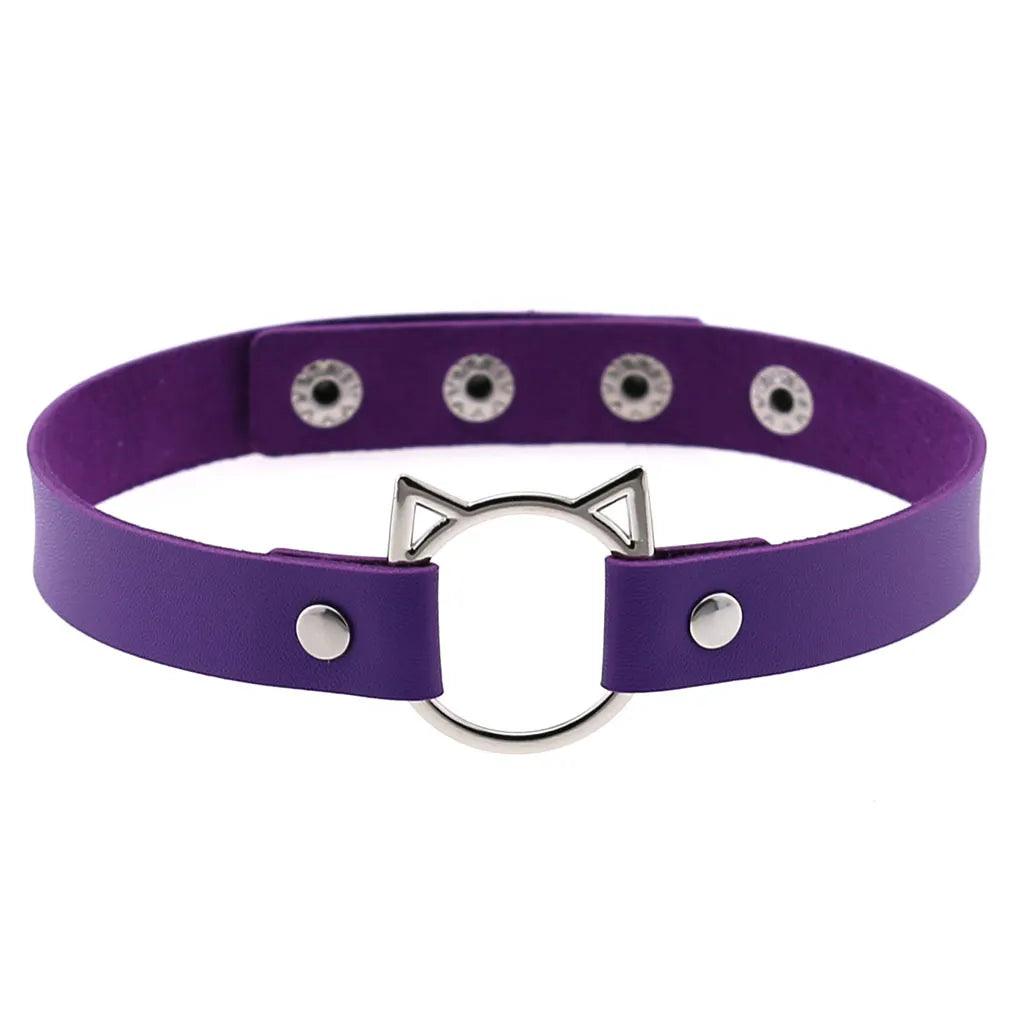 Gothic Leather Chokers - Purple Set Choker - The Burner Shop