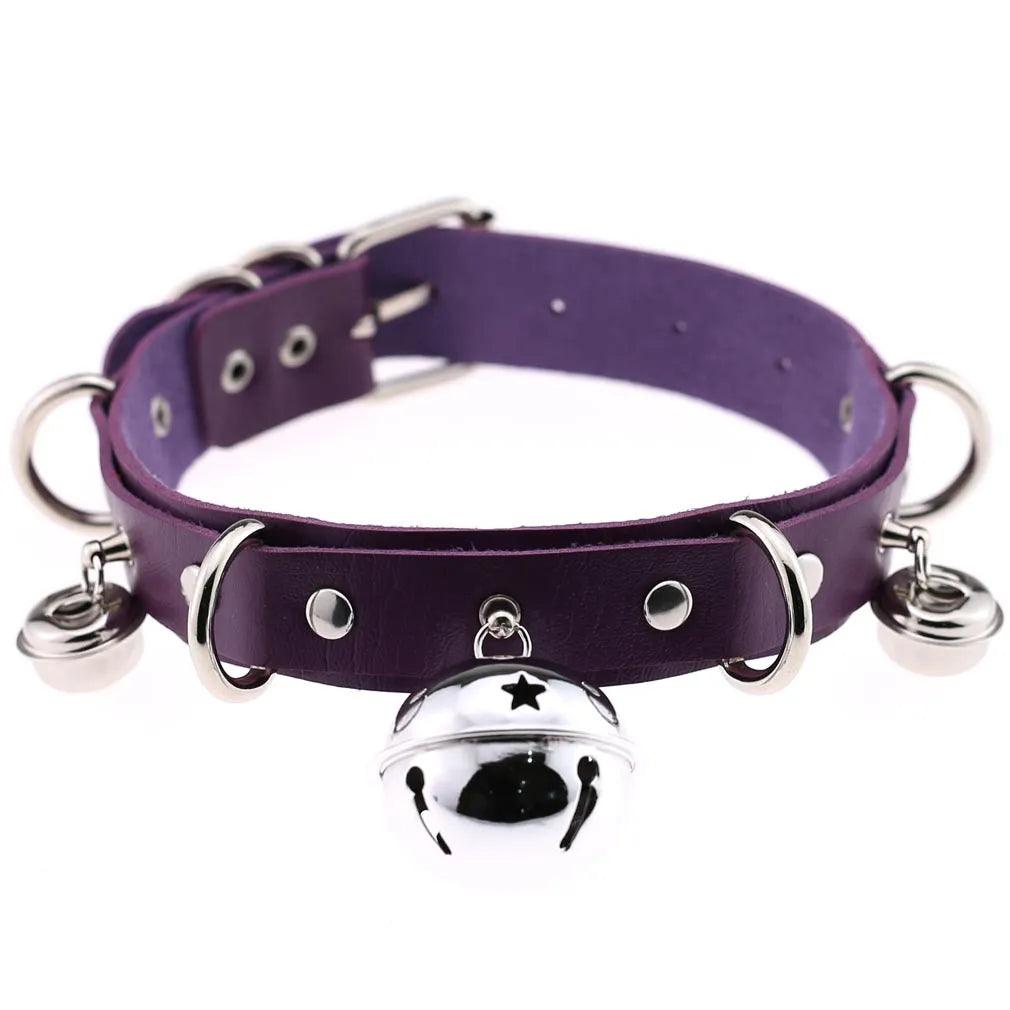 Gothic Leather Chokers - Purple Set Choker - The Burner Shop